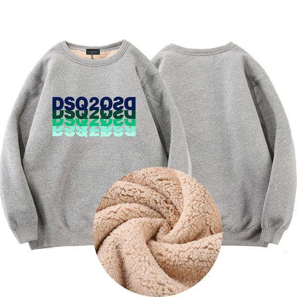 

men's hoodies dsq2 winter lamb fluff round neck sweater men's cashmere thickened undercoat loose casual warm fleece top, Black