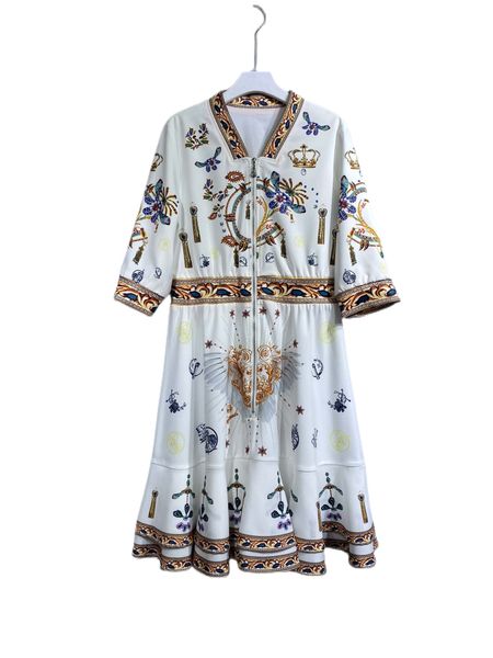 

spring 2023 new simple fashion v-neck print medium sleeve dress, Black;gray