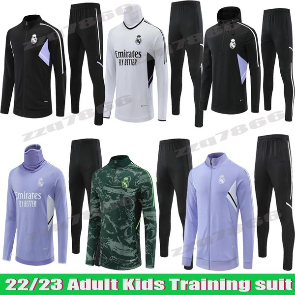 

22 23 modric benzema men kids soccer tracksuits jerseys soccer sets madrides tracksuit jacket set vini jr camavinga futbol football survetem, Black