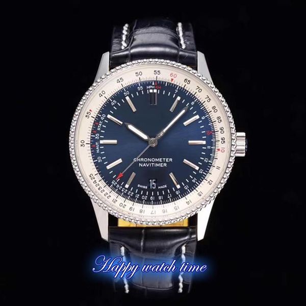 

tf navitimer 1 41mm u17326211m1p2 gray date dial eta 2824 automatic movement mens watch 904l steel silver bezel leather design277m, Slivery;brown