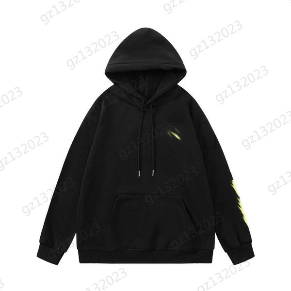 

men women hoodie hooded sweatshirts brand classic logo print hood pullover sweatshirt large pocket elastic cuffs loose warm autumn winter w, Black
