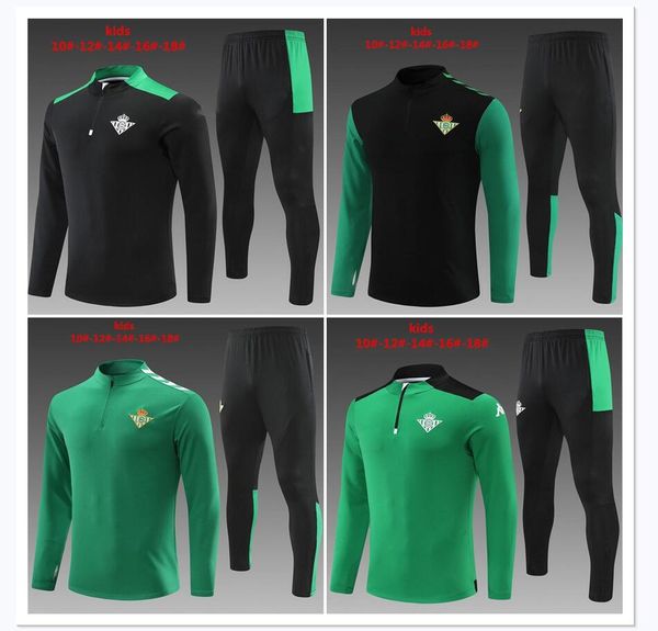 

2022 2023 real betis football tracksuit soccer jersey kids joaquin camiseta juanmi canales fekir half zipper football training suit child se, Black