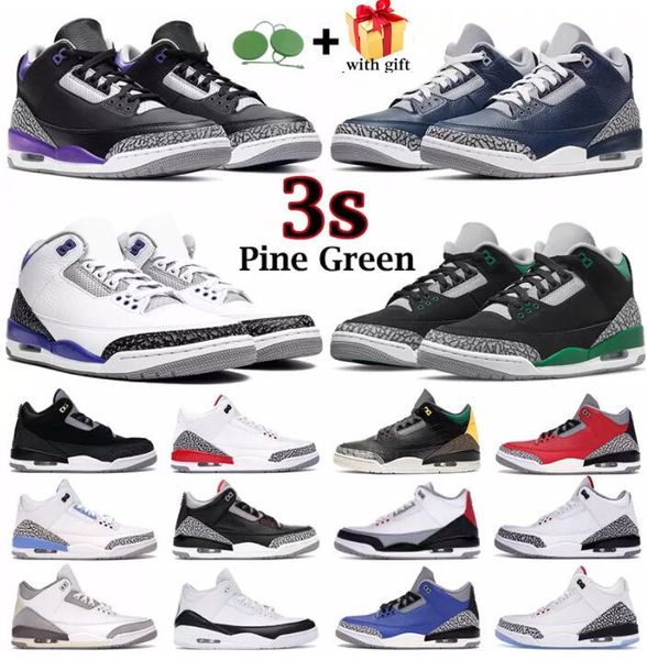 

mens basketball shoes jumpman 3s pine green racer blue cool grey georgetown medium royal cement black white court purple 3 men trainers outd