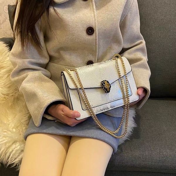 

designer women's bag fashion new color-changing snake head interlayer single shoulder senior sense of foreign air texture chain small s
