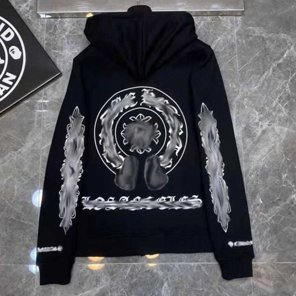 

fashion men's luxury sweatshirts jackets hoodies men women designer boy sanskrit print sweater zipper hooded cross pullover hoodie casu, Black