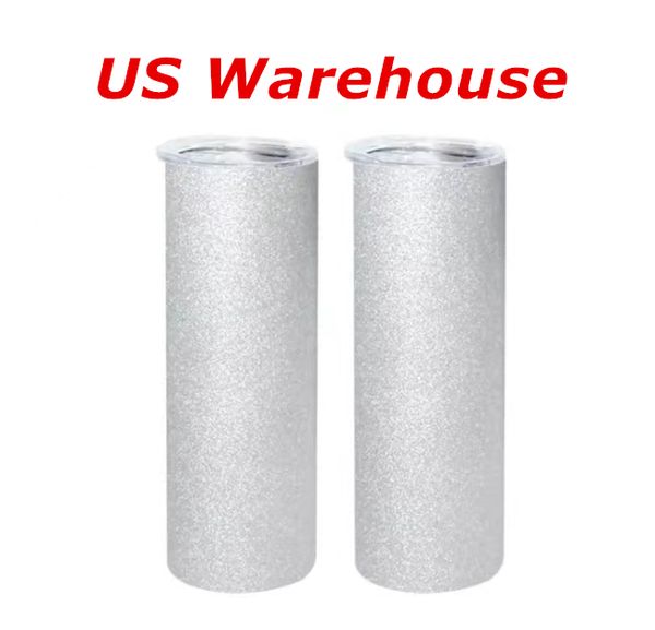 

local warehouse sublimation 20oz rough straight tumblers heat transfer glitter white blank cups stainless steel water bottles double insulat