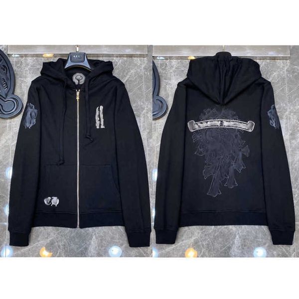 

fashion mens luxury jackets sweatshirts designer hoodies men women zipper cross scroll simple hooded sweater pullover hoodie casual coat ja, Black;brown