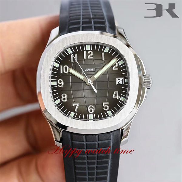 

3k version 5167a-001 black date dial silver stainless steel case cal 324sc self-winding movement mens watch black rubber strap2224, Slivery;brown