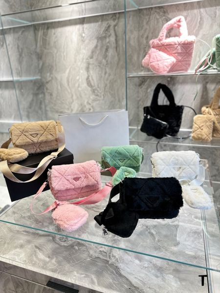 

fluffy winter plush bag purse designer fashion crossbody shoulder bags women handbag luxury bag tote messenger postman flap wallet box packa
