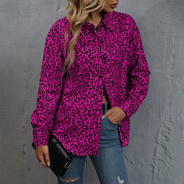 

fashion velvet shirt spring summer fashion leopard printed women's blouses & shirts turn-down collar long sleeve lap, White