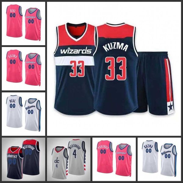 

custom 3 bradley beal kyle kuzma basketball jerseys kristaps porzingis washingtons will barton wizard deni avdija rui hachimura corey, Black;red