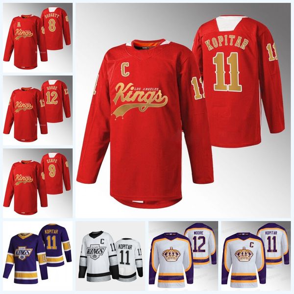 

la 2022 cherry anze kopitar jersey reverse retro kings drew doughty alex iafallo quinton byfield jonathan quick trevor moore phillip danault, Black;red