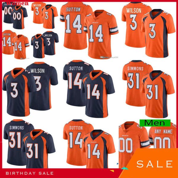 

custom football jerseys denver''broncos''men women youth 3 russell wilson 14 courtland sutton 7 john elway 10 jerry jeud, Black;red