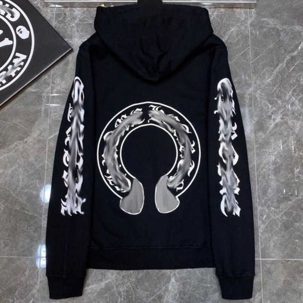 

fashion luxury mens jackets sweatshirts designer hoodies ch men women zipper cross scroll simple hooded sweater pullover hoodie casual coat, Black