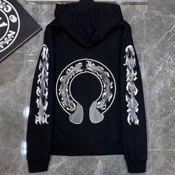

fashion mens luxury jackets sweatshirts designer hoodies ch men women zipper cross scroll simple hooded sweater pullover hoodie casual coat, Black