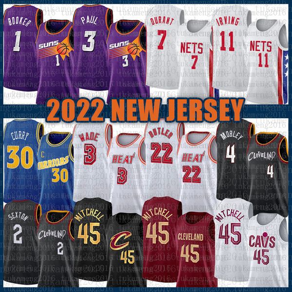 

45 2 4 basketball jersey donovan mitchell collin sexton evan mobley clevelands cavalier white, Black;red