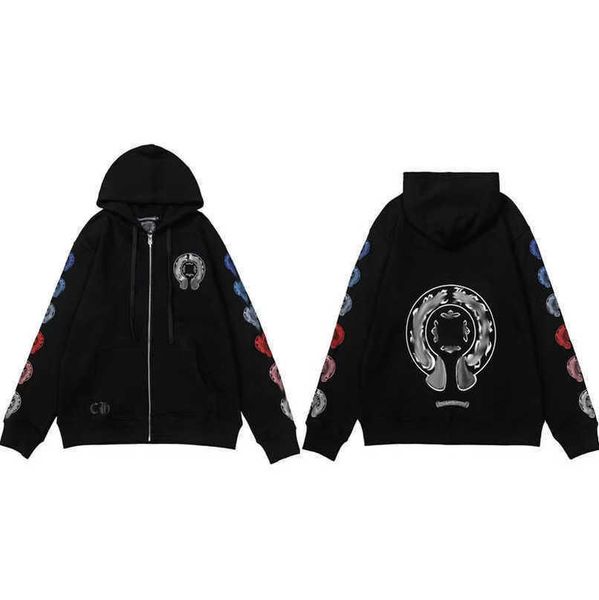 

luxury men's fashion jackets sweatshirts men women classic hoodies zipper hooded sweater designer cross pullover sanskrit hoodie casual, Black