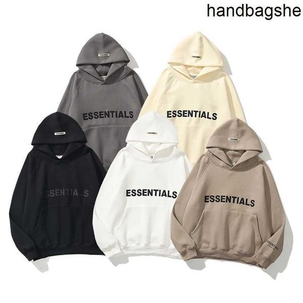 

luxury brand hooded sweatshirt double line esentials luxury brand new chest presentialsure rubber sweater, Black;brown