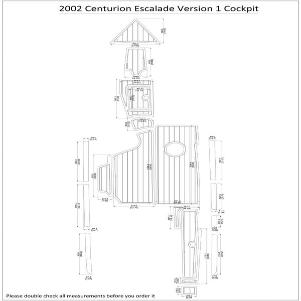 

2002 centurion escalade version 1 cockpit boat eva faux foam teak deck floor pad
