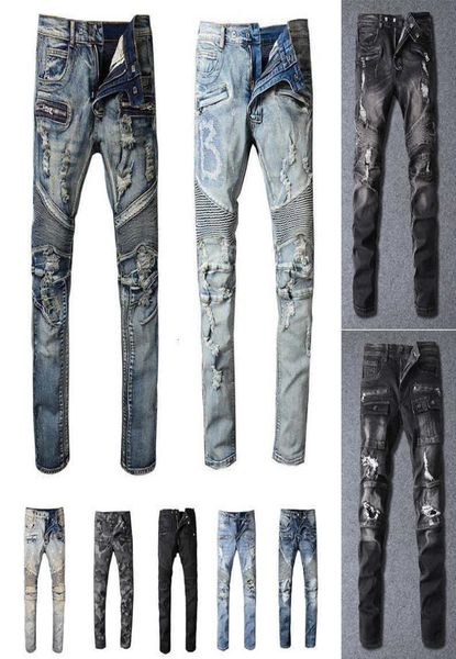 

men039s jeans mens designer jeans distressed ripped biker slim fit motorcycle bikers denim for men s fashion mans black pants p9367573, Blue