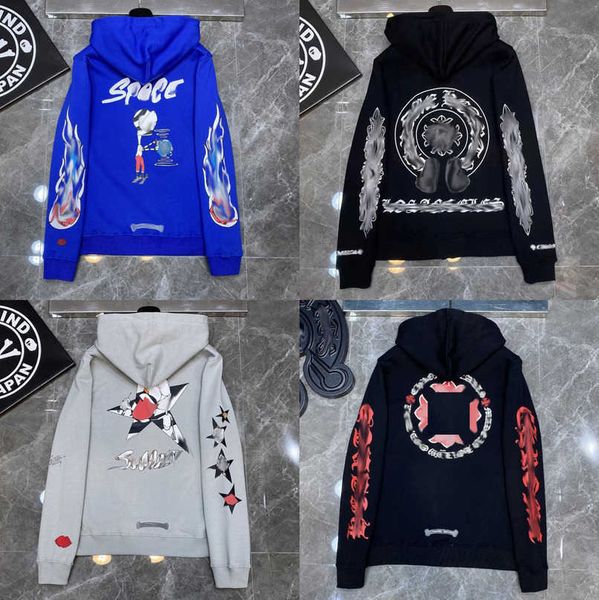 

fashion luxury men's sweatshirts jackets ch hoodies men women designer boy sanskrit print sweater zipper hooded cross pullover hoodie c, Black