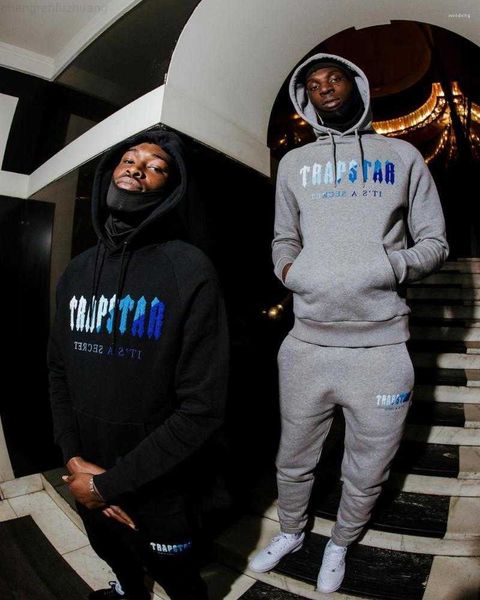 

wvmx men's hoodies trapstar london hoodie men woman white blue towel embroidery letter pullover fleece grey hooded thick sweatshirts, Black