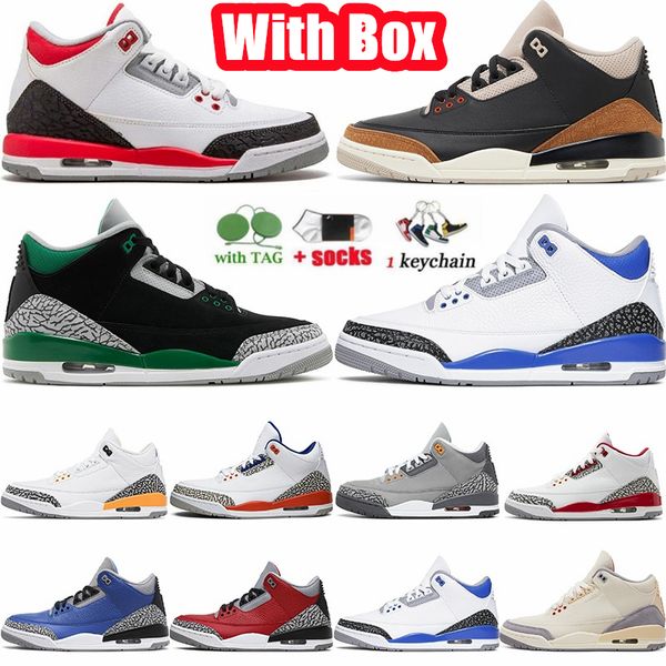 

jumpman 3s basketball shoes mens trainers outdoor sports sneakers 3 fire red pine green racer blue cool grey unc court purple laser orange c, White;red