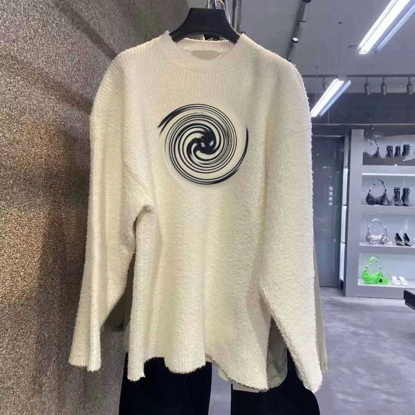 

womens sweaters logo printed thread round neck pullover knitted sweater off shoulder long sleeve silhouette loose slimming warm knitwear wom, White;black