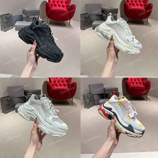 

mens women casual shoe designer sneakers dad leather platform sneaker jogging walking shoe with box, Black