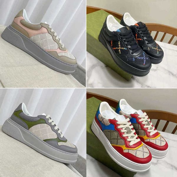 

fashion designer men retro embossed sneaker leather platform shoes white versatile flat shoe lace up sneaker with box no334, Black