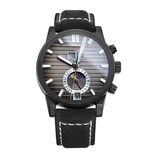 

mens watches mechanical automatic wristwatch moon phase dial stainless steel men designer sports watch orologio di lusso reloj187q, Slivery;brown