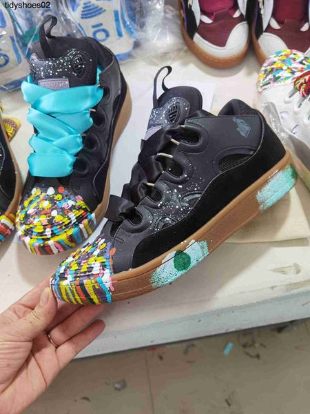 

ouyang nana same lanvins pink graffiti bread shoes women's curb skateboarding splash ink high daddy shoes male