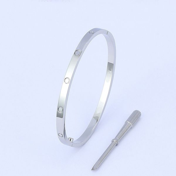 

designer screwdriver love bracelets bangles jewelry cuff for womens men fashion luxury stainless steel titanium 4 mm 6.0 rose gold- silver-p, Black