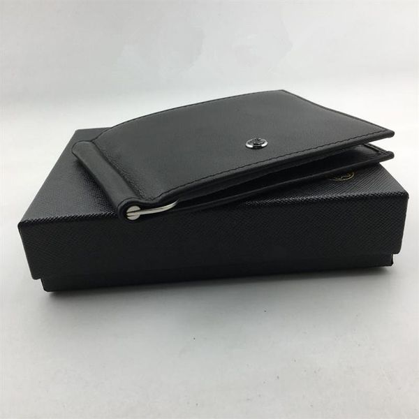 

classic designer wallet with credit card holder black genuine leather money clip thin id card case for travel man metal purse250d, Brown;gray