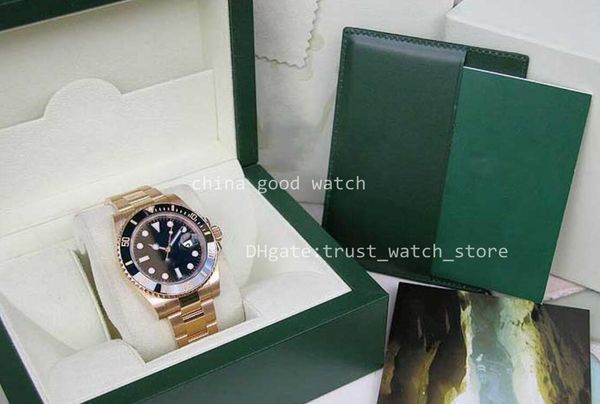 

men watches factory sales watch 2813 automatic movement 40mm new mens 18k yellow gold black ceramic bezle model with original box wristwatch, Slivery;brown