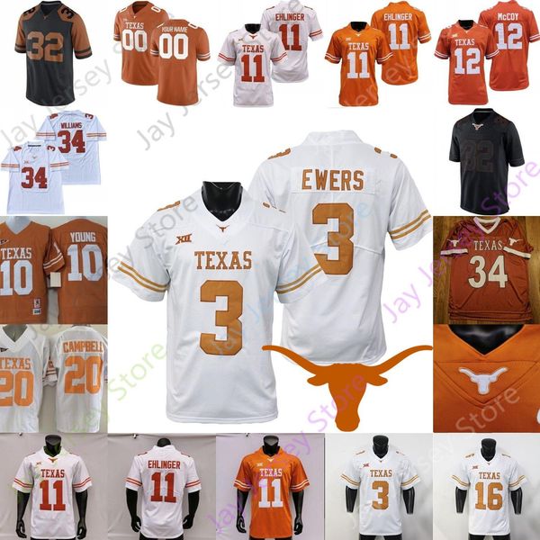 

texas longhorns football jersey ncaa college quinn ewers vince young bijan robinson arch manning ja'tavion sanders sorrell jamison over, Black;red