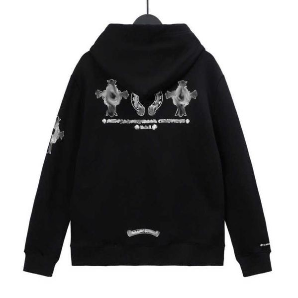 

fashion luxury men's sweatshirts jackets men women classic hoodies ch zipper hooded sweater designer cross pullover sanskrit hoodie cas, Black