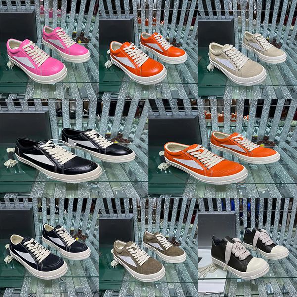 

designer casual shoes rick owen boots men women leather trainers low canvas sneakers platform boot black lace up booties with box