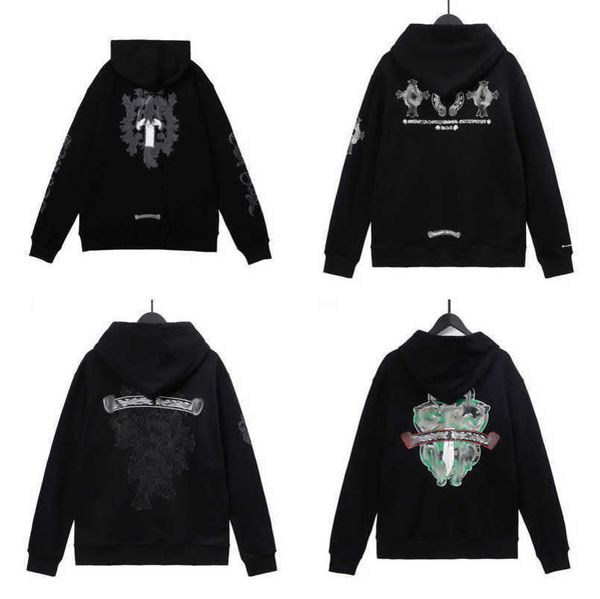 

jackets fashion luxury men's sweatshirts men women classic hoodies zipper hooded sweater designer cross pullover sanskrit hoodie casual, Black