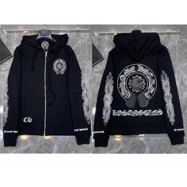

fashion men's luxury sweatshirts jackets ch hoodies men women designer boy sanskrit print sweater zipper hooded cross pullover hoodie c, Black;brown