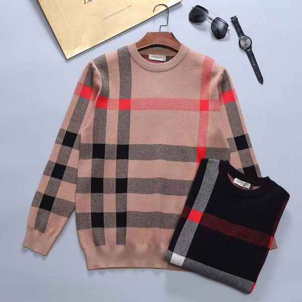 

designer men's sweater luxury cardigan checked slim casual knitted pullover, White;black