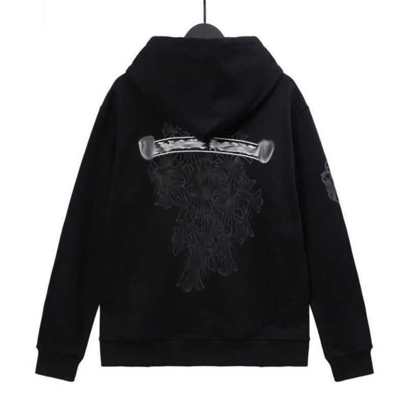 

luxury mens fashion jackets sweatshirts designer hoodies men women zipper cross scroll simple hooded sweater pullover hoodie casual coat ja, Black