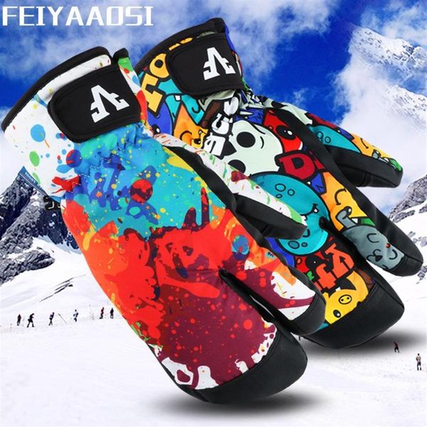 

winter ski gloves cold warm gloves three fingers outdoor riding snowboard waterproof mountaineering thickeni316p