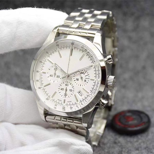 

fashion men's watch three-eye chronograph calendar type, Slivery;brown