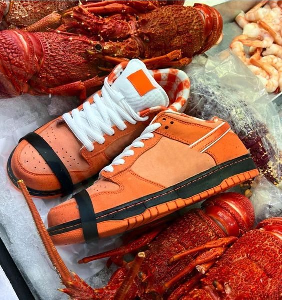 

orange skate basketball shoes lobster low og antiskid shock absorption abrasion resistant retro street young sport design ingenuity trend