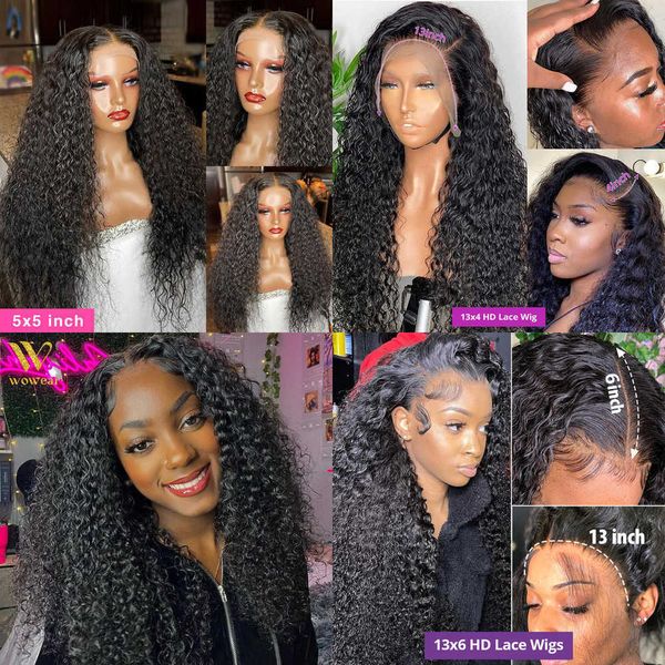 

lace wigs curly human hair 4x4 5x5 closure 13x4 13x6 hd deep wave frontal 360 water for women 221216, Black;brown
