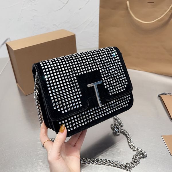 

shimmer diamante handbags chain crossbody bags messenger handbag purse flap wallet real leather shoulder bag silver hardware