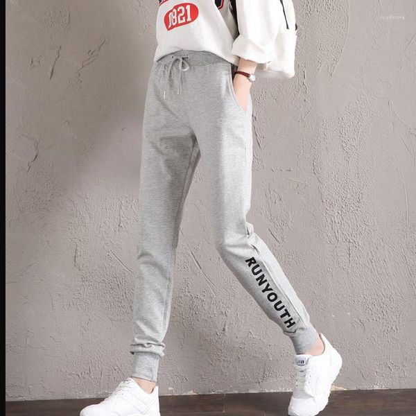 

women's pants 95% cotton 5% spandex sweatpants women joggers trousers pantalon femme streetwear elastic waist casual, Black;white