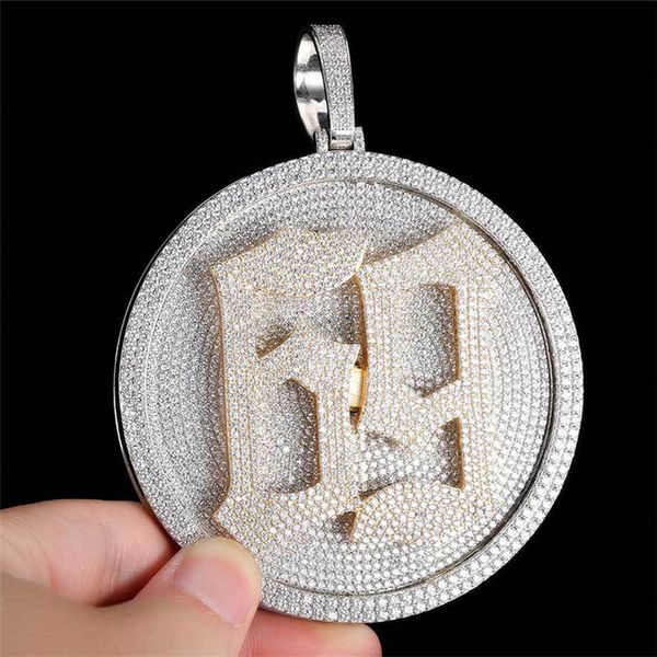 

cool men spinning jewelry gold plated mens hiphop bling jewelry gift bling cz iced out number 69 round pendant necklace, Silver