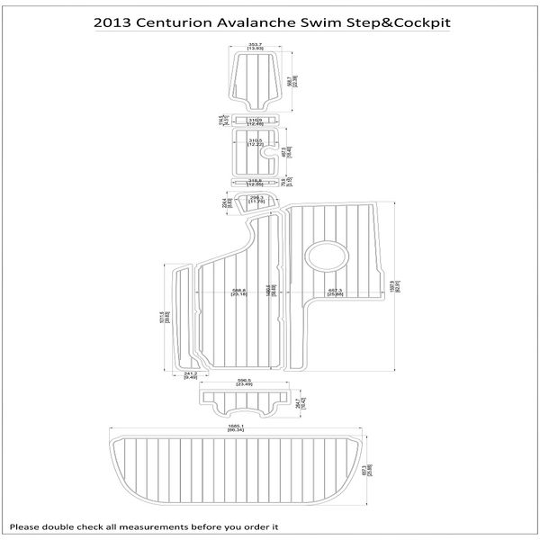 

2013 centurion avalanche swim step cockpit boat eva faux teak deck floor pad